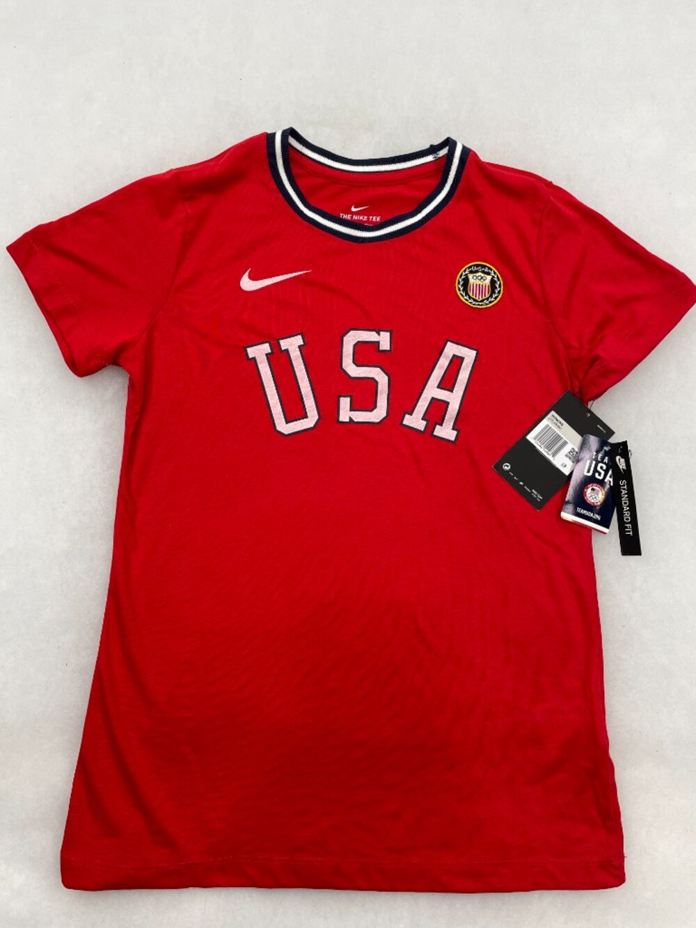 Nike USA Olympic Heritage Sports Soccer Red Ringer T-shirt Women's XL NEW